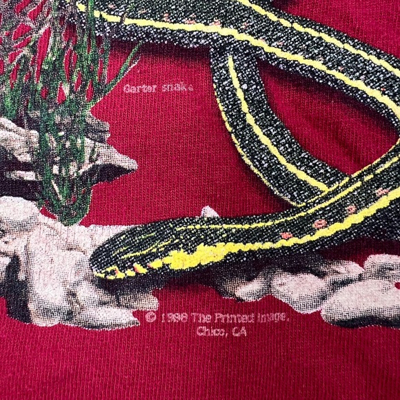 Vtg AOP 1998 Anvil Snakes Graphic T-Shirt XL Red Nature Reptile Printed Image - Picture 4 of 9